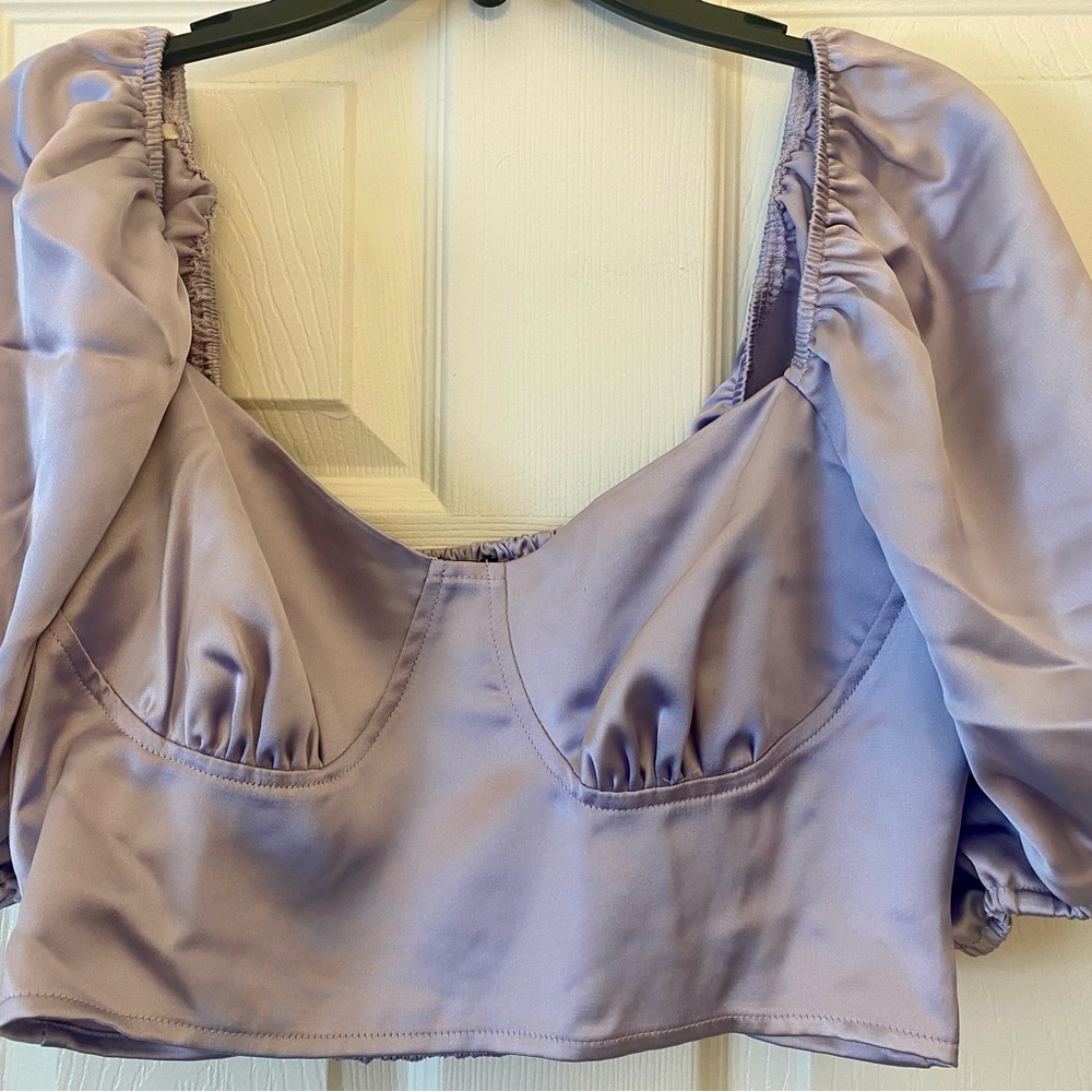 Forever 21 Light Purple Puff Sleeve Crop Top - Picture 3 of 7